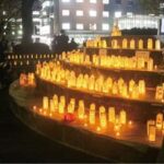 牛乳パックでつくったキャンドルホルダーを灯すイベント