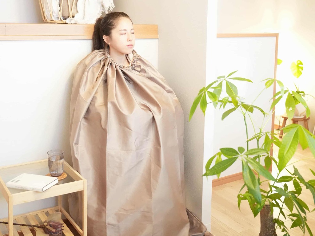 よもぎ蒸しをしているところ